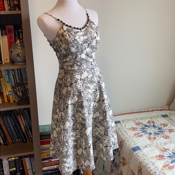 Loft cotton dress a line brown/cream size 0 - Picture 2 of 5